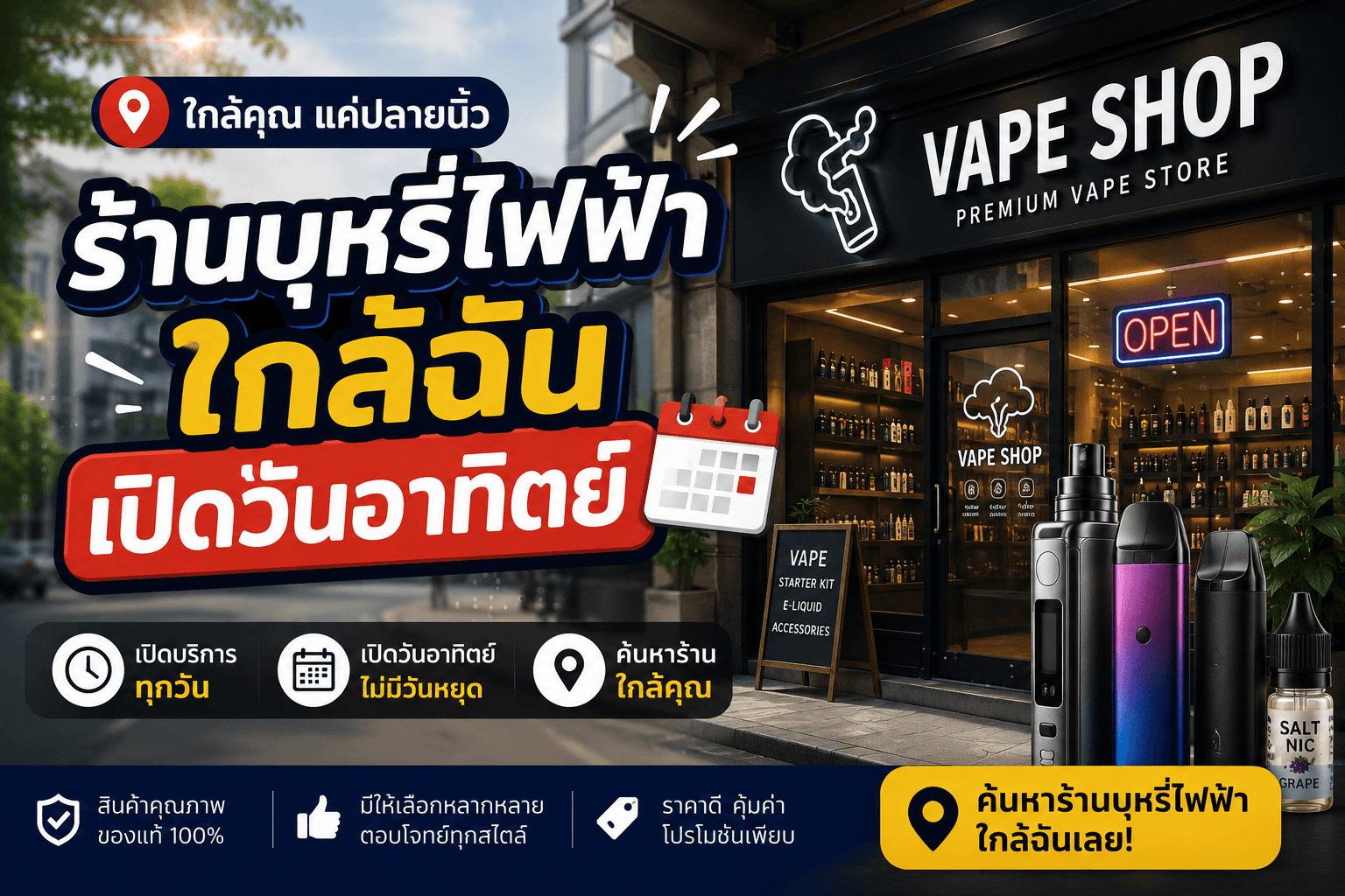 ร้านบุหรี่ไฟฟ้าใกล้ฉันเปิดวันอาทิตย์ เลือกซื้ออย่างไรให้ได้สินค้าครบครัน